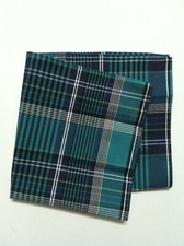 NWOT TOMMY HILFIGER MENS NEW GREEN 100 COTTON PLAID POCKET SQUARE SIZE:13"X13"