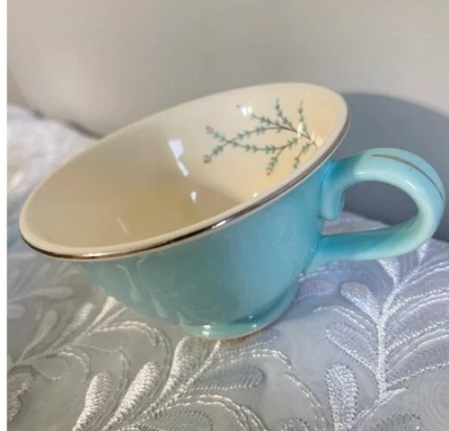 One (1)  Vintage Taylor Smith & Taylor BLUE TWIG Footed Coffee Tea Cup EUC