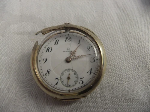 Uhr Damen GOLD Pocket Omega Grand Prix 1900 14K 0,58 3637522 reparaturbedürftig