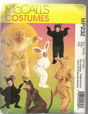 McCALL'S COSTUMES 8953 OR MP232  ADULTS & KIDS CAT RABBIT KANGAROO PATTERNS NEW