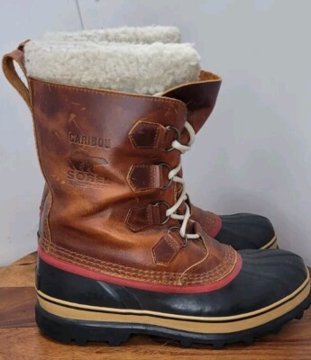 Sorel Caribou Burro Brown Leather Wool Lining Waterproof Winter