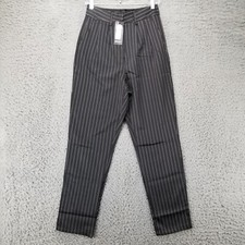 Nasty Gal Pants Womens 8 Black Pinstripe Up Your Life High Waisted *NWT*