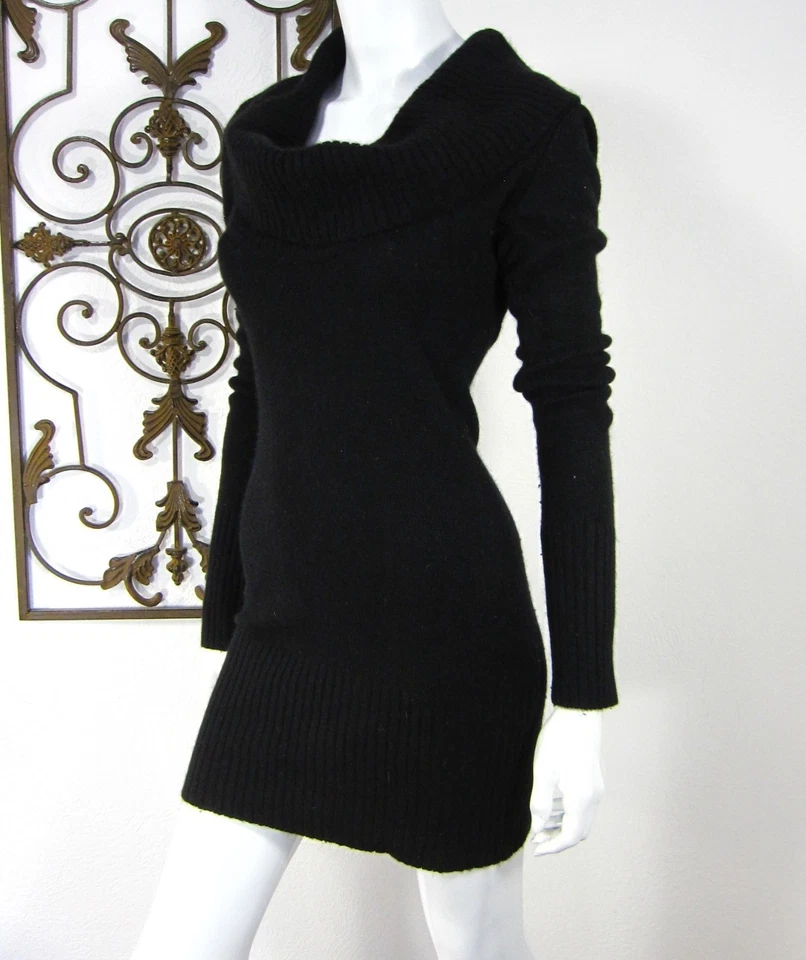 Vestido Suéter Tally Weijl Manga Larga Cuello Capucha Talla XS Negro Sólido 051 Foto 2 de 4