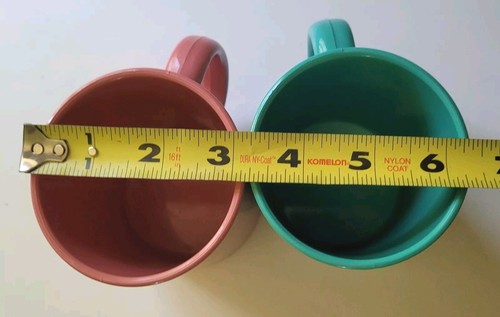 Pair of Vintage Ingrid Chicago Mid Century Stackable Cups/Mugs Pink & Turquoise - Picture 7 of 7