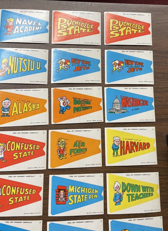 RARE 1967 Topps Comic Pennants Lot BOSTON PATRIOTS DOLPHINS DROPOUT