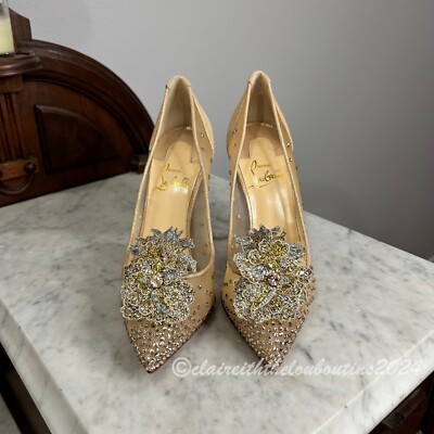 Christian Louboutin Marenude 100 Nude Strass Crystal Mesh Pigalle