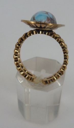 Neugablonz Dieter Knobloch: Damenring im Art Deco Stil Türkis Cabochon (102843) - Picture 3 of 5