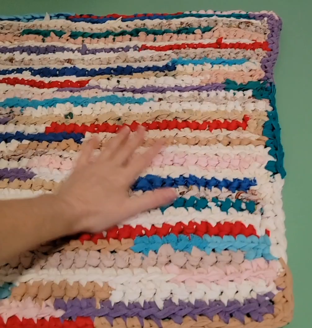 Multicolor Rag Rug Floor Slip Mat Rectangle Shape / Door, Sink