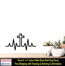 Cross Heartbeat Indoor Removable Black Vinyl Decal Laptop Notebook Tablet Walls