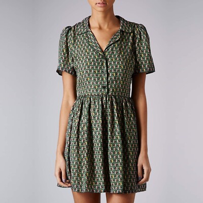 clara oswald green dress Topshop Silky Piped Tile Shirt Day US2 UK6 ASO clara oswald victorian dress
