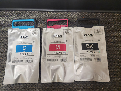 3 x GENUINE EPSON WorkForce Printer R12X COLOR HIGH CAPACITY INK Pouches