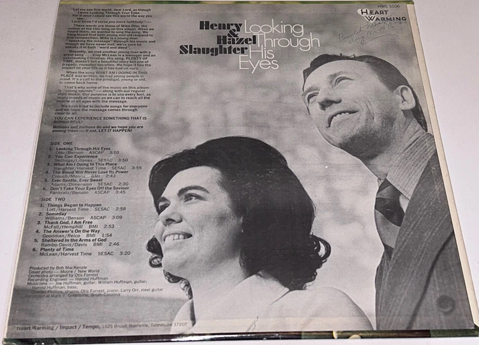 Henry & Hazel Slaughter Looking Through His Eyes Gospel Music Record LP 22S22 - Image 2 of 4