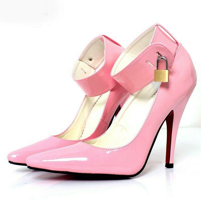 Pointy Toe Stiletos 12cm High Heel Lockable Padlock