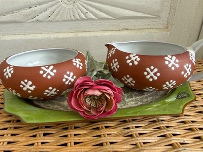 MCM Zeuthen Keramik Redware Pottery Cream and Sugar Dish Edith Nielsen