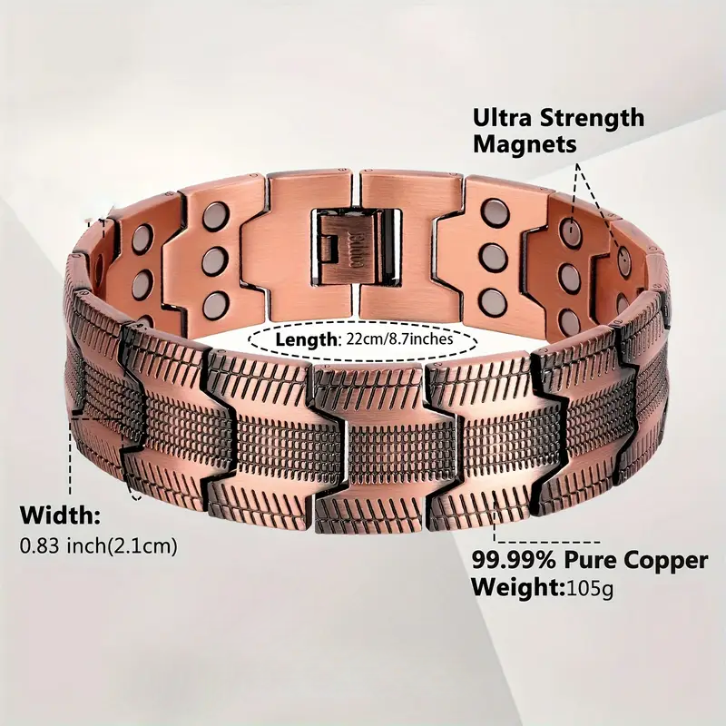 Feraco Pure Copper Bracelet for Men, 18X Enhanced Strength Feraco Pure Copper Bracelet for Men, 18X Enhanced Strength