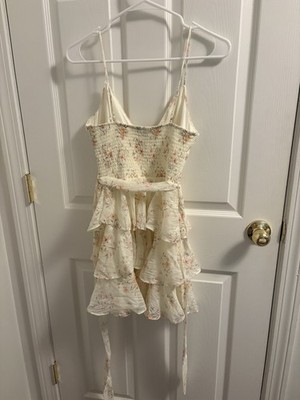 Windsor Women s Floral Tiered Mini Dress Size M Cream Cottagecore NWT