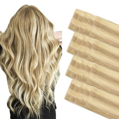 Invisi Edge Tape Hair Extensions 20pcs 20'' Human Hair, Dirty Blonde Highlights,