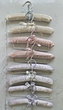 Vtg Kid Sized Hangers Padded Satin, Lot of 8, White, Beige, Pink
