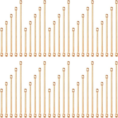 50Pcs Brass Bar Links Connector Earring 2-Hole Stick Strip Beads Necklace Bracel