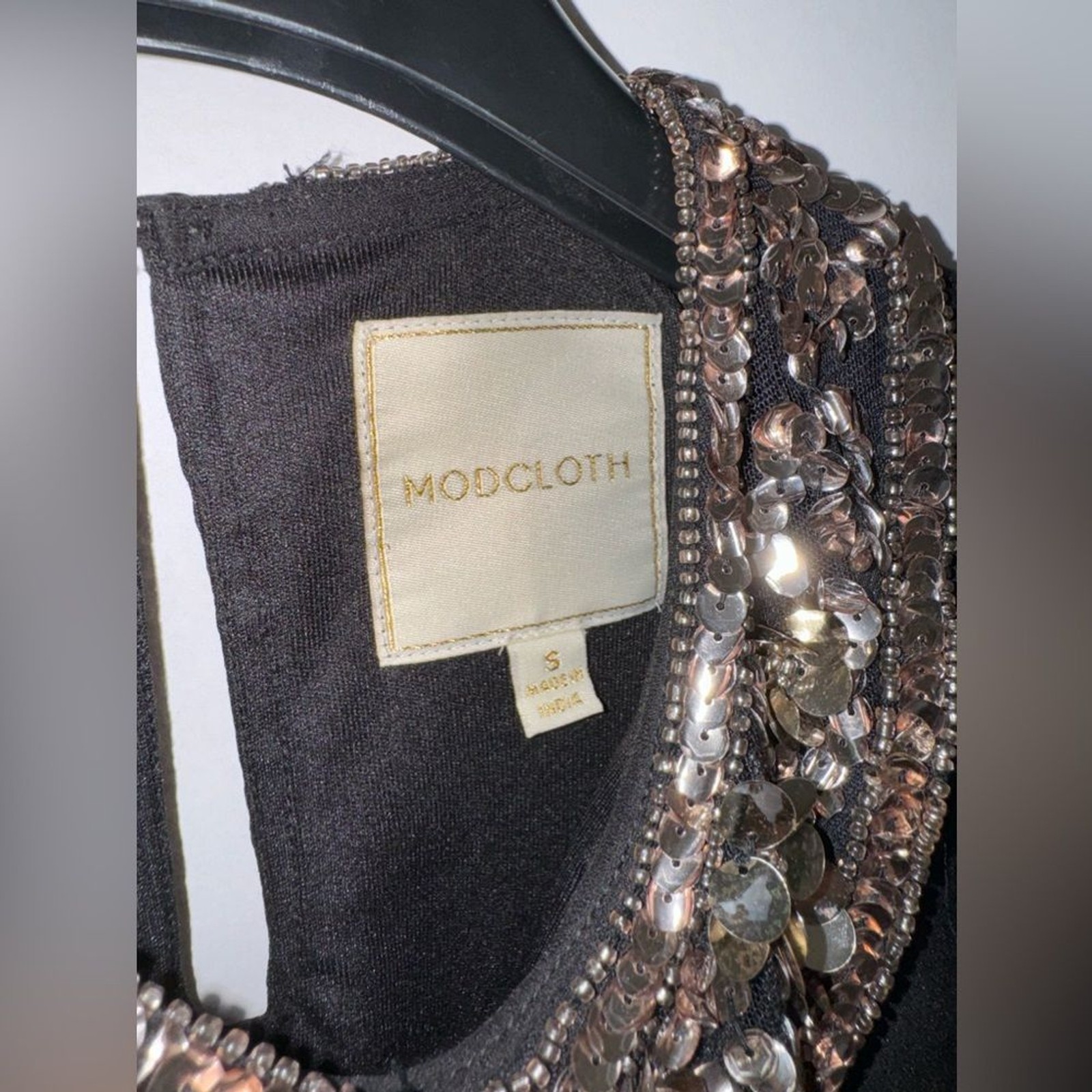 ModCloth Small Black Sequin Collar Sleeveless Min… - image 8