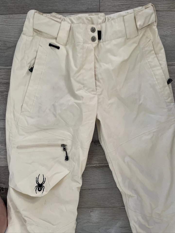 Pantalones de Nieve Spyder Mujer L Crema Forrados Rellenos Esquí Snowboard Tobillo Cremallera Bootcut Foto 4 de 4