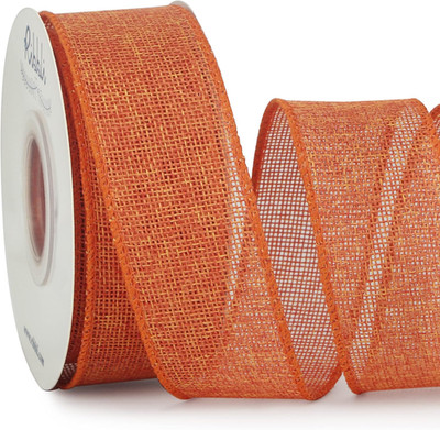Orange Burlap Wired Ribbon,1-1/2 Inch x 10 Yard,Wired Edge Ribbon for Big Bow,Wr