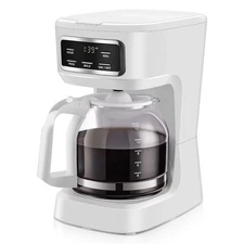 Programmable Coffee Maker 12 Cup White Automatic Drip Machine with Timer