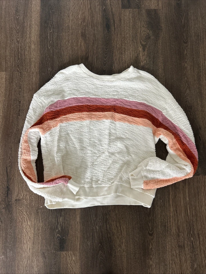 Faherty Vista 条纹套衫 卫衣 尺寸 XL 桃花蜜 完好 $158 — 第 3/4 张图片