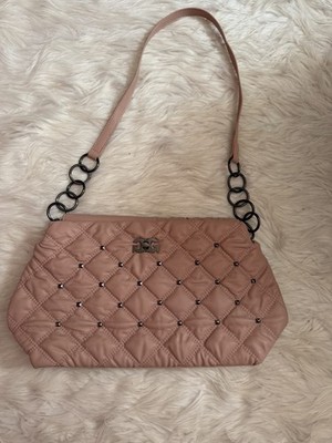 Gilda Paris Pink Quilted Studded Shoulder Bag with Silver Hardware & Turn Lock