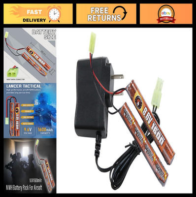 Airsoft RC Battery Charger & 9.6V 1600mAh NiMH Rechargeable Butterfly Pack
