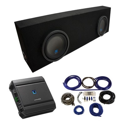 Universal Regular Cab Alpine S-W10D2 Dual 10'' Sub Box Enclosure & S-A60M Amp