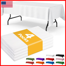 Niuara White Plastic - 4 Pack 54 108 Rectangle Disposable Tablecloths For