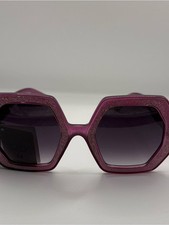 Plum Purple Glitter Oversized Geometric Sunglasses NWT