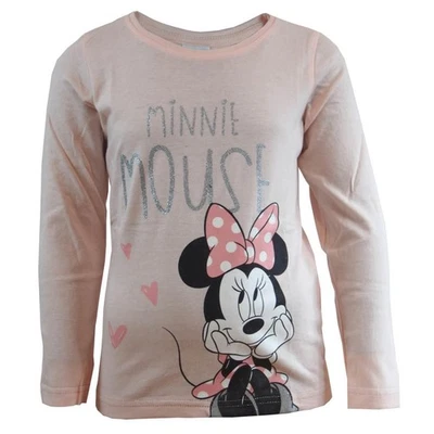 Disney Minnie Maus Langarmshirt Rosa Baumwolle Pullover Glitzer Gr. 104 - 134 - Bild 1 von 2