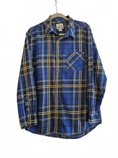 Field Stream Men's Blue Plaid Flannel Shirt Size Large Fallcore Layering