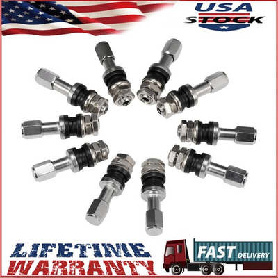 #ad 10PACK STAINLESS STEEL WHEEL TIRE VALVE STEMS HIGHT PRESSURE BOLT IN WITH US $10.99