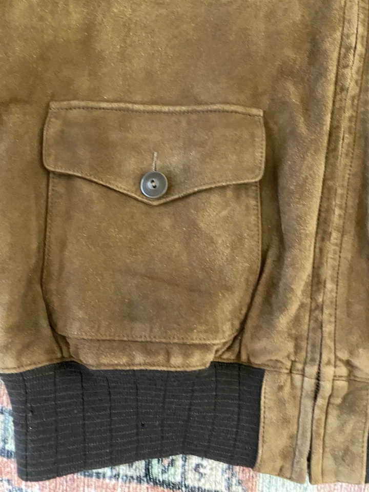 VTG Polo Ralph Lauren A2 Brown Suede Bomber Jacket Size L - Image 3 of 4