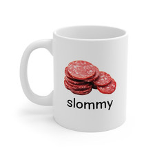 Slommy Salami Meme Mug, Funny Meme Mug, Ironi...
