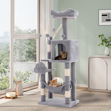 Uforic 44" Cat Tree Tower, with Scratch Posts, Condo, Hammock, Toys, Light Gray