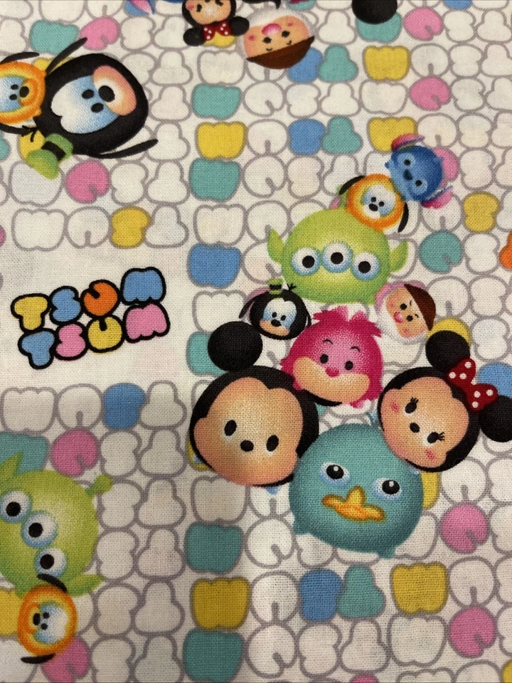 RARE! Tsum Tsum Toss Pattern Logo Mickey Disney Cotton Fabric Springs Creative - Image 3 of 4