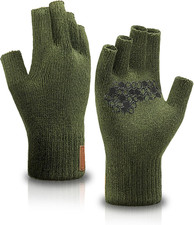 Merino Wool Fingerless Gloves Half Finger Anti-Slip Knit Gloves