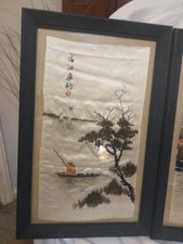 古董中国丝绸和织物画作、画卷后1940 | eBay