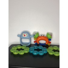 Nuby Atbell Baby Teething Ring Set Water Filled BPA Free Soothing Gums 7pc Lot