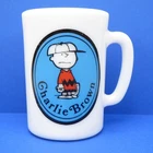 Vintage 1969 AVON White Milk Glass Charlie Brown Peanuts 4oz Coffee Mug Cup