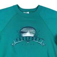 VTG 90s Freeport Maine Lighthouse Green Sweatshirt Lee USA Made Size M