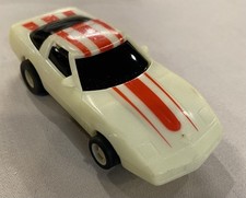 TYCO 6234 '83 Nite Glow Corvette HO Slot Car Glow In The Dark white red