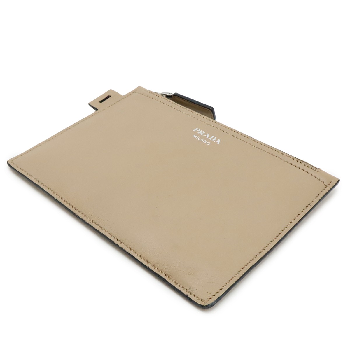 PRADA Logo Tote Bag Large Tote Shoulder Bag Leather Beige Silver Hardware 1BG038 thumbnail 9