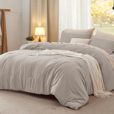 King Comforter Set, Linen Soft Prewashed Bedding for All Seasons, 3 Pieces Gentl