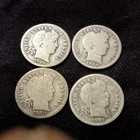 Lot Of 10 Silver Barber Dimes Circulated