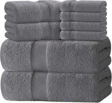 White Classic Luxury Bath Towel Set of 8 Pieces - 100 Turkish Cotton Highly